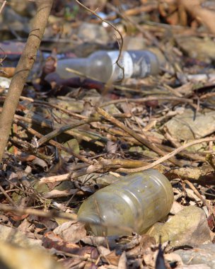 Sonbaharda yol kenarındaki bir çöp yığını