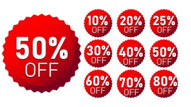 Beyaz arkaplanda indirim kartları