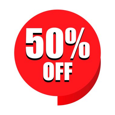 Beyaz Arkaplanda% 50 İndirim Rozeti ve Promosyon Etiketi