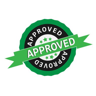 Onaylanmış Yeşil Damga Beyaz Kurdele Mührü Kalın Metin ve Yıldız Aksanlı