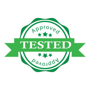Yeşil Test Edildi ve Onaylandı Yıldızlar ve Cesur Tipografi ile Damga Amblemi
