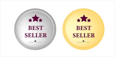 Maroon Stars on Gold ve Silver Circular Etiketli En Çok Satanlar Rozetleri