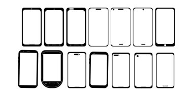 UI, Model ve Şablonlar için Akıllı Telefon Çerçeve Koleksiyonu Ön Görünüm Tasarımları