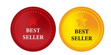 Düz Tasarımlı Kırmızı ve Altın En Çok Satanlar Etiketleri