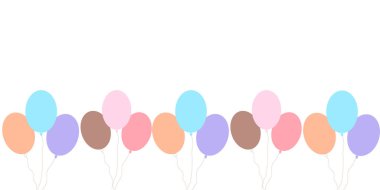 Beyaz Arkaplanda Renkli Balonlarla Minimalist Doğum Günü SancağıName