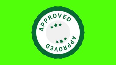 Yeşil Onaylanmış Damga Animasyon Beyaz Kurdele Mührü Kalın Metin ve Yıldız Aksanlı