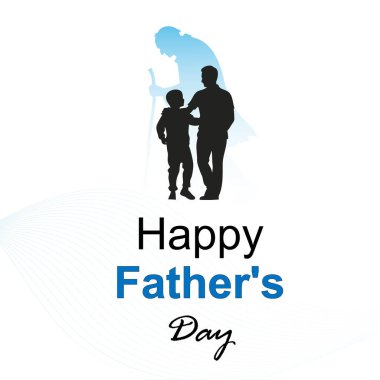 Duygusal Babalar Günü Kartı için Baba ve Çocuk Silueti