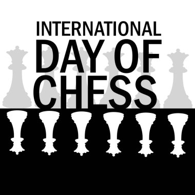 Piyon ve Kral Siluetleriyle Uluslararası Satranç Günü Posteri