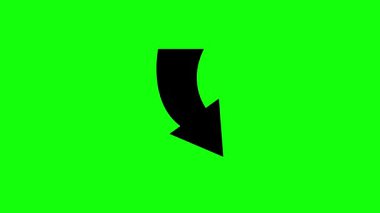 Curved Down Arrow Icon Animation on Green Screen Background
