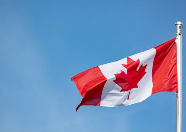 Kanada bayrağı rüzgarda dalgalanıyor