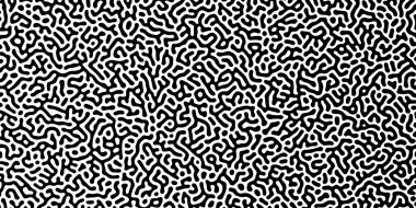 Soyut Turing organik duvar kâğıdı. Turing reaksiyonu difüzyon monokromsuz desen ve kaotik hareket. Yuvarlak çizgili organik dikişsiz desenler Difüzyon reaksiyonu arka planı