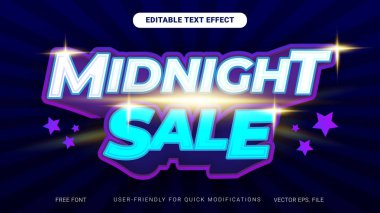Geceyarısı İndirimi 3D Metin Efekti Kalın, Flash Anlaşmaları için Düzenlenebilir Tipografi, Özel İndirimler ve E-Ticari Tanıtımlar