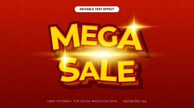 Mega Satış 3D Metin Efekti Kalın, Düzenlenebilir ve İndirim, Terfi ve Reklam İçin Yüksek Etkili Tipografi
