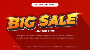 Kısıtlı Zamanlı Promosyonlar İçin Düzenlenebilir Metin Efekti ile Kalın ve Canlı Büyük İndirim Afişi