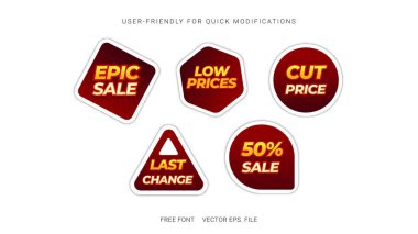 Bold and Dynamic Epic Sale Stickers for E-commerce Promotions in Vector Format clipart