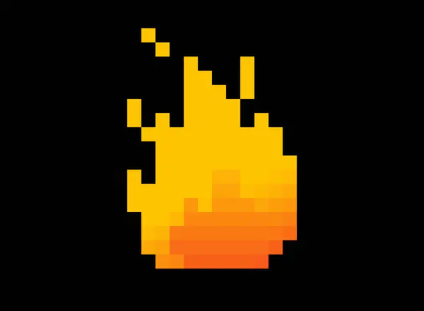 Ateş pikseli resim ateşleme ikonu vektör illüstrasyonuName