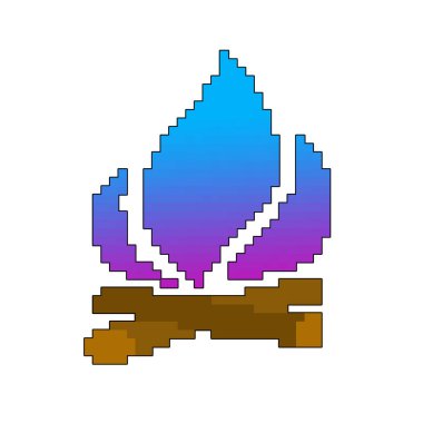 yanan bir ateş simgesinin piksel sanatı