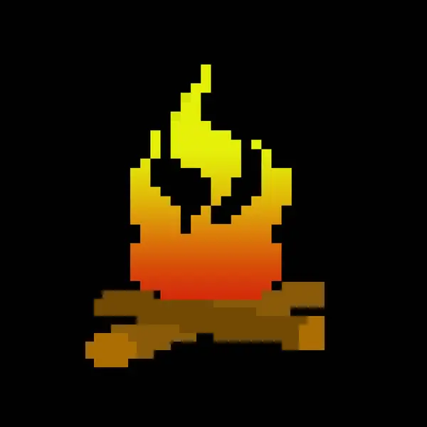 Yanan odun ateş ikonu, ana hat vektör işareti