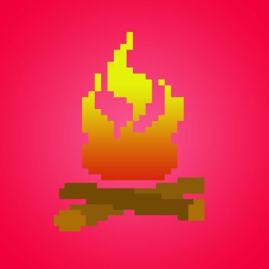 Şenlik ateşi çizimi. Vektör. Yumuşak gölgeli kırmızı simge.