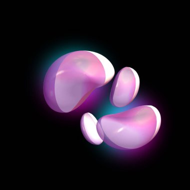 Siyah arkaplanda soyut 3 boyutlu geometrik şekiller.