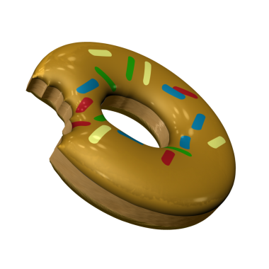 Beyaz arka planda donut. 3d oluşturma.