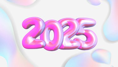 Mutlu yıllar 2025. 3d oluşturma.