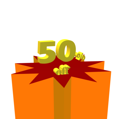 Yüzde 50 indirim hediyesi.