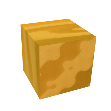 Ahşap küp simgesi, çizgi film tarzı