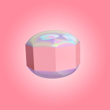 pembe ve beyaz arkaplanlı kristal küre