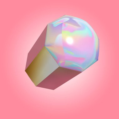 Pembe arka planda 3 boyutlu kristal küre. 3d oluşturma