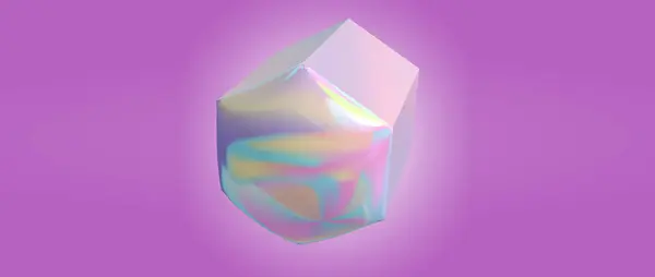Mor arkaplandaki kristal bir taşın 3 boyutlu görüntüsü