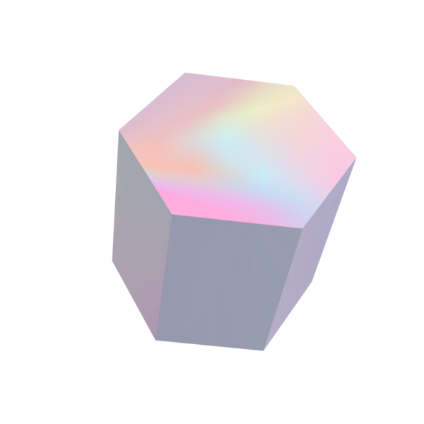 Beyaz arkaplanda şekilli holografik gökkuşağı küpü