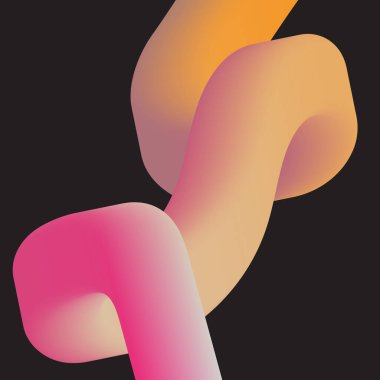 Bentuk 3D Gradien. Garis-garis berwarna abstrak, bentuk-bentuk berkelok-kelok, dan kurva-kurva yang mengalir deras. Tabung gradien bergaya fluida dengan transisi campuran warna halus mengatur vektor yang terinsusi.