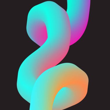 Bentuk 3D Gradien. Garis-garis berwarna abstrak, bentuk-bentuk berkelok-kelok, dan kurva-kurva yang mengalir deras. Tabung gradien bergaya fluida dengan transisi campuran warna halus mengatur vektor yang terinsusi.