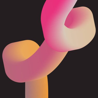 Bentuk 3D Gradien. Garis-garis berwarna abstrak, bentuk-bentuk berkelok-kelok, dan kurva-kurva yang mengalir deras. Tabung gradien bergaya fluida dengan transisi campuran warna halus mengatur vektor yang terinsusi.