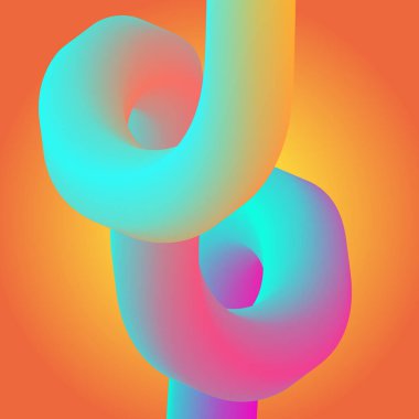 Bentuk 3D Gradien. Garis-garis berwarna abstrak, bentuk-bentuk berkelok-kelok, dan kurva-kurva yang mengalir deras. Tabung gradien bergaya fluida dengan transisi campuran warna halus mengatur vektor yang terinsusi.