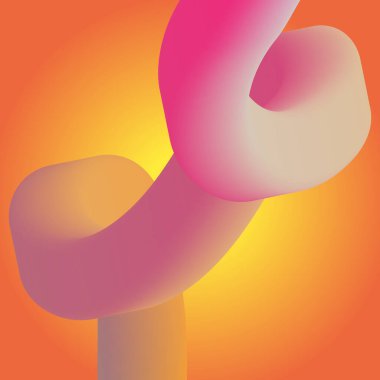 Bentuk 3D Gradien. Garis-garis berwarna abstrak, bentuk-bentuk berkelok-kelok, dan kurva-kurva yang mengalir deras. Tabung gradien bergaya fluida dengan transisi campuran warna halus mengatur vektor yang terinsusi.