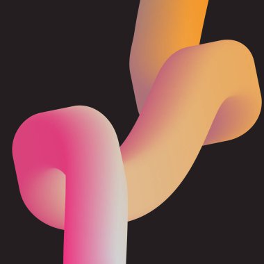 Bentuk 3D Gradien. Garis-garis berwarna abstrak, bentuk-bentuk berkelok-kelok, dan kurva-kurva yang mengalir deras. Tabung gradien bergaya fluida dengan transisi campuran warna halus mengatur vektor yang terinsusi.