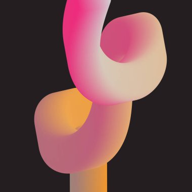 Bentuk 3D Gradien. Garis-garis berwarna abstrak, bentuk-bentuk berkelok-kelok, dan kurva-kurva yang mengalir deras. Tabung gradien bergaya fluida dengan transisi campuran warna halus mengatur vektor yang terinsusi.