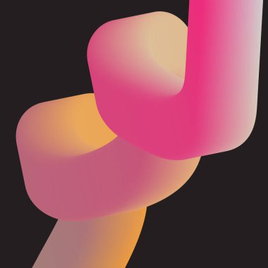 Bentuk 3D Gradien. Garis-garis berwarna abstrak, bentuk-bentuk berkelok-kelok, dan kurva-kurva yang mengalir deras. Tabung gradien bergaya fluida dengan transisi campuran warna halus mengatur vektor yang terinsusi.