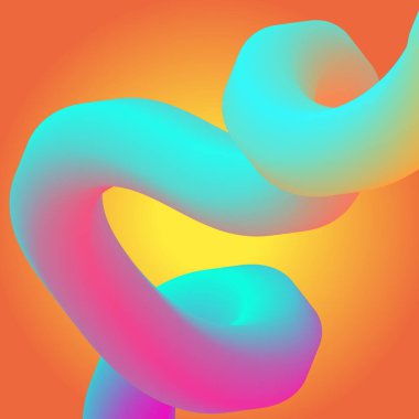 Bentuk 3D Gradien. Garis-garis berwarna abstrak, bentuk-bentuk berkelok-kelok, dan kurva-kurva yang mengalir deras. Tabung gradien bergaya fluida dengan transisi campuran warna halus mengatur vektor yang terinsusi.