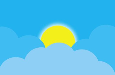 Beyaz bulutlu mavi gökyüzünün vektör çizimi