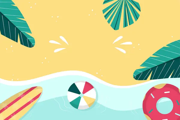 Plaj yaz tatili geçmişi. vektör illüstrasyonu.