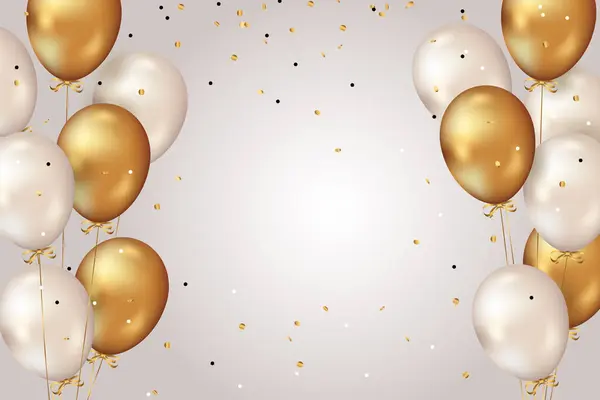 Balonlarla soyut bir arkaplan. Gerçekçi altın balonlar arka plan 
