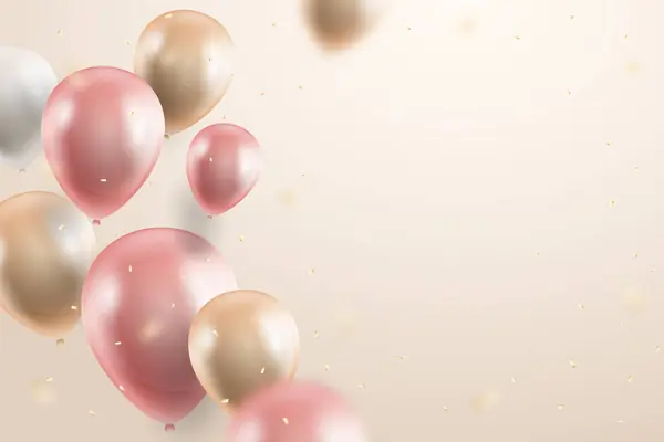 Balonlarla soyut bir arkaplan. Gerçekçi altın balonlar arka plan 
