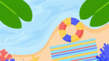 Sahil ve deniz altyapısı. düz uzanış, üst manzara, yaz tatili