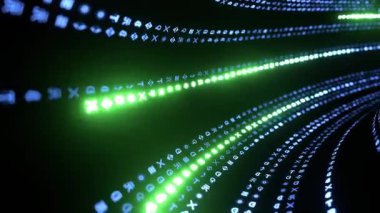 İkili kodlu soyut teknoloji arkaplanı, 3 boyutlu oluşturma