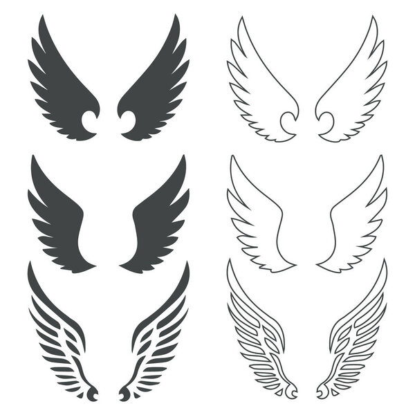 Set of wings, vector illustration