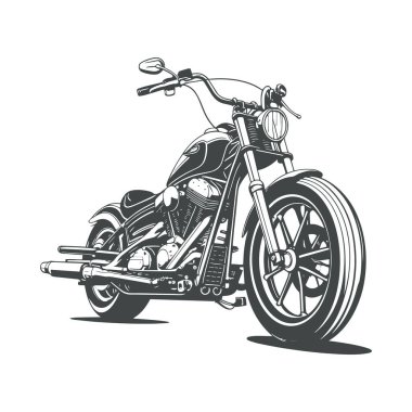 Klasik Motosiklet Vektör Tasarımı İllüstrasyonu
