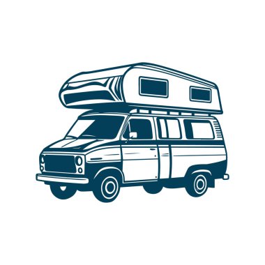 Karavan vektör simgesi dizaynlı karavan minibüsü